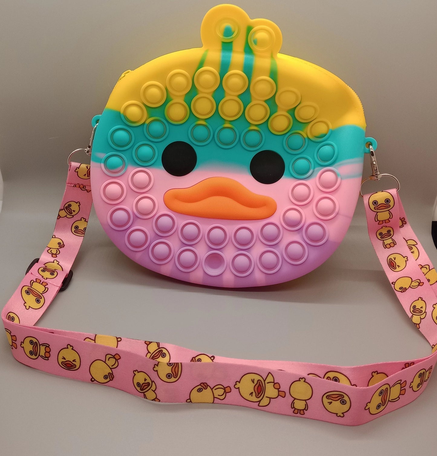 Medium rubber duck bubble popper purse