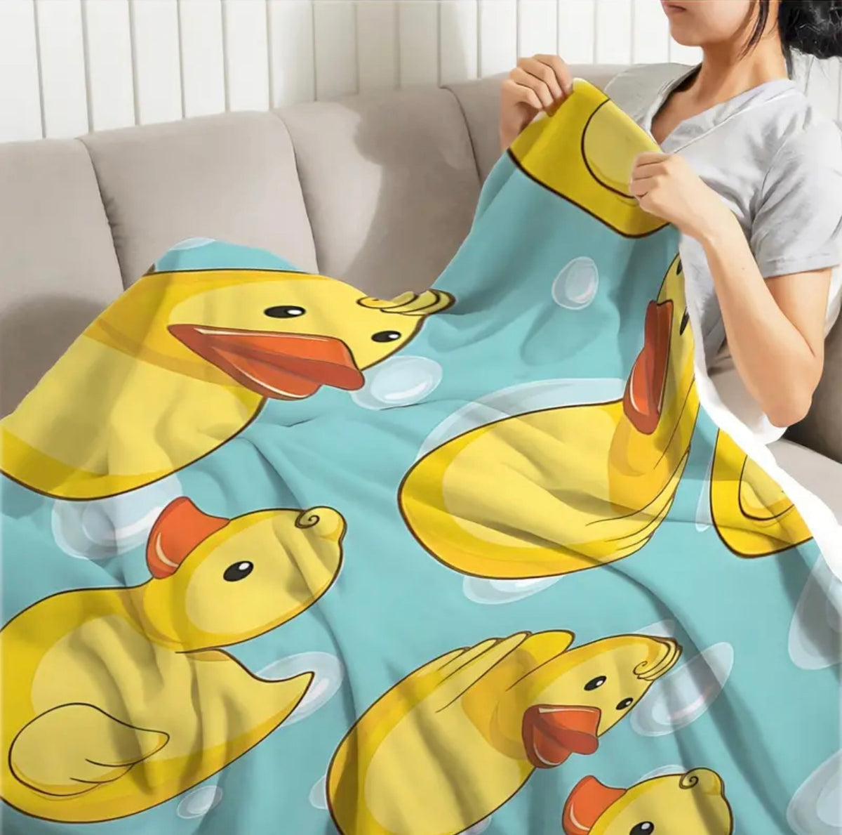 Yellow Duck plush lap blanket