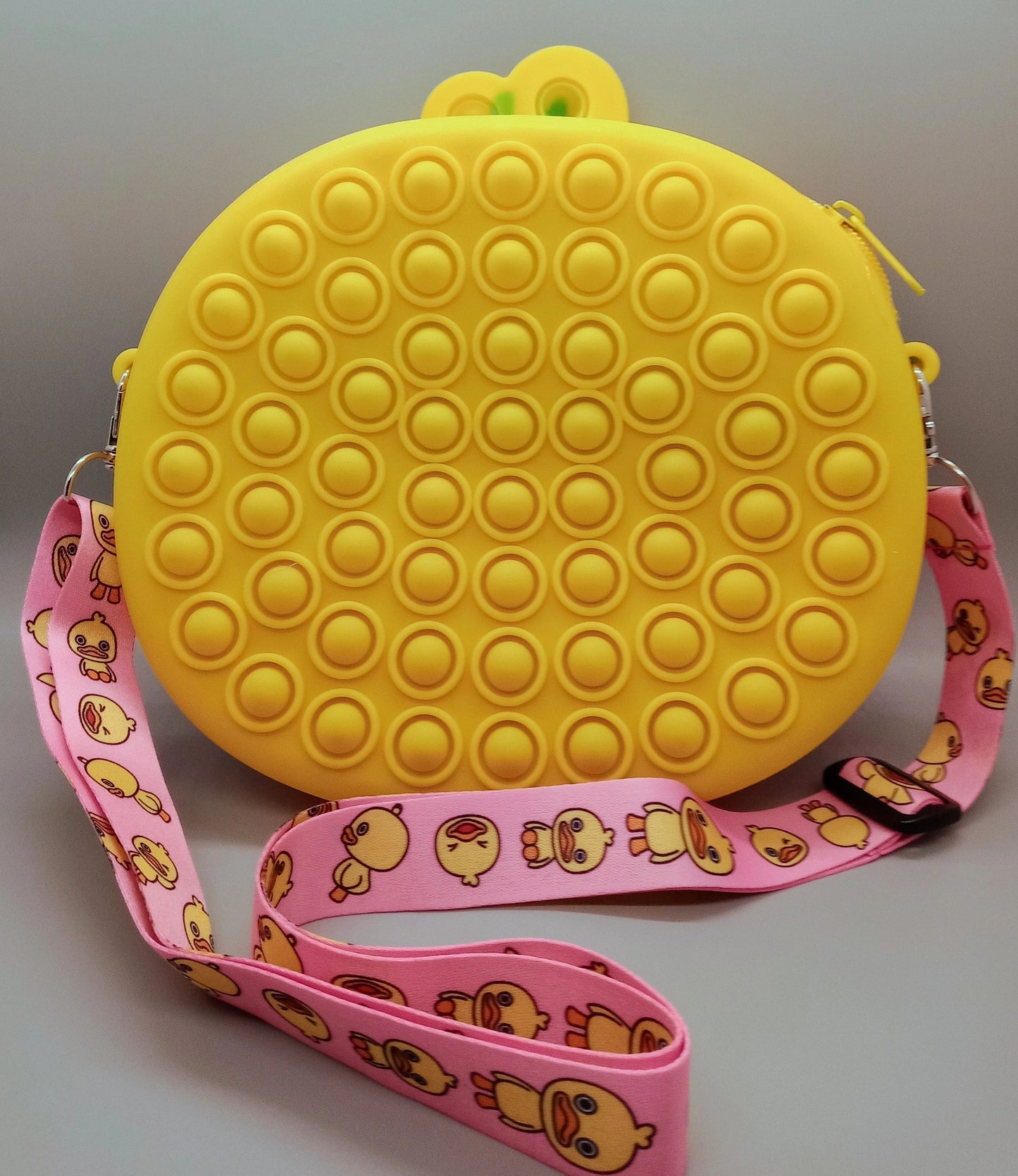 Medium rubber duck bubble popper purse