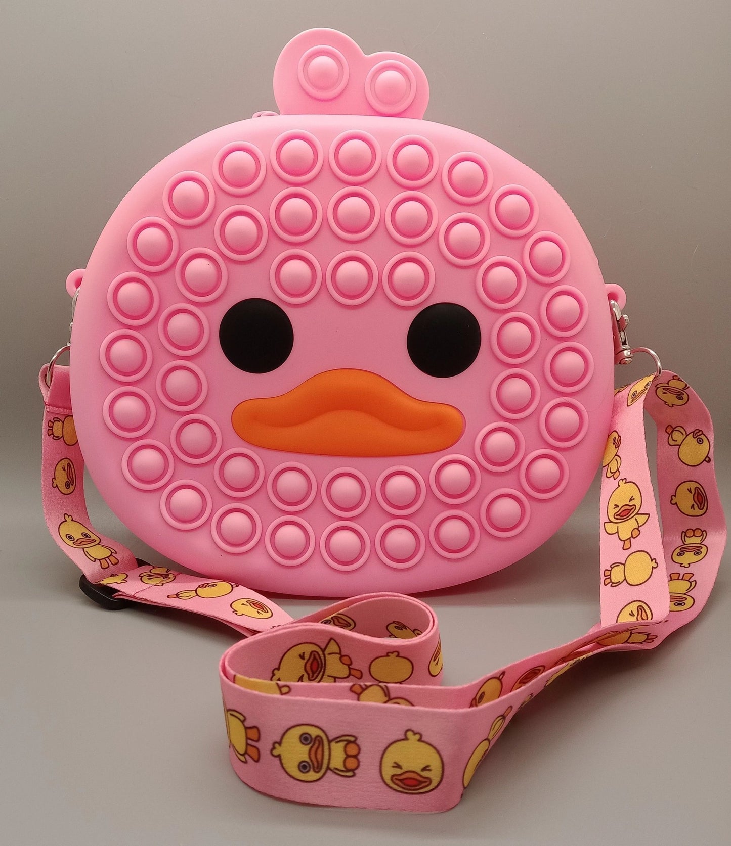 Medium rubber duck bubble popper purse